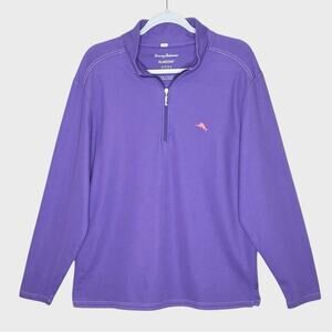 Tommy Bahama Mens Emfielder IslandZone Half-Zip L/S Polo L Supima Cotton Purple